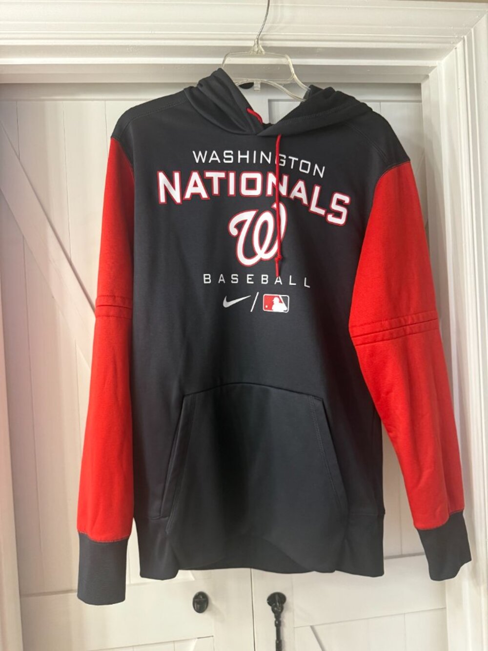 WASHINGTON NATIONALS SWEATSHIRT WITH HOODIE- NIKE - MEDIUM BLUE/RED